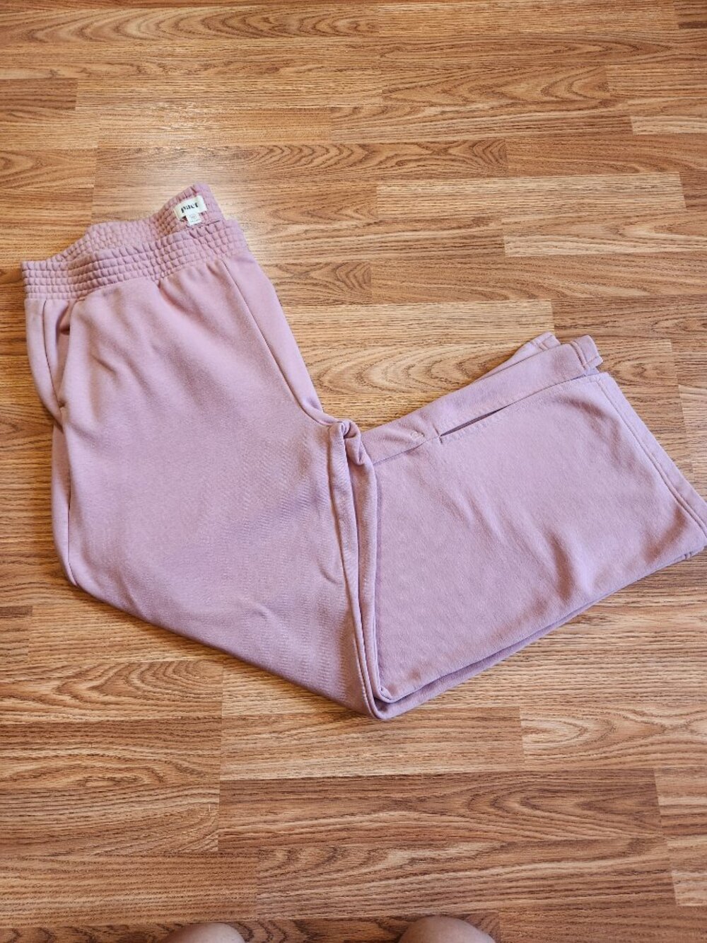 Pact Courtside Classic Wide Leg Sweatpants XXLarge Pink Slits Brushed Fleece
